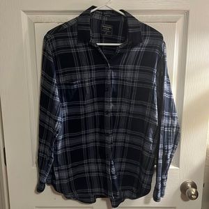 Abercrombie & Fitch Navy Striped Boyfriend Shirt